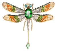 KristLand Dragonfly Brooch Pin Breastpin Corsage with Sparkly Crystal Stone White Gold Plated Outfits Brooch Badge Accessories Jewelry Gift Box Dragonfly Brooches for Women Ladies