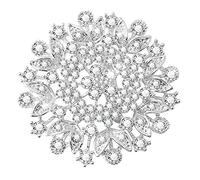 KristLand Elegant Sparkly Flower White Gold Plated Brooch Pin with Cubic Zirconia Austrian Crystal Brooch Gift Box