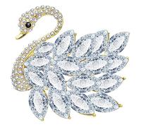 KristLand - Fashion Cute Elegant Swan Brooch Pin for Women Austrian Crystals Sparkle Animal Bird Broche for Party Gifts Corsage Jewelry, Crystal, crystals