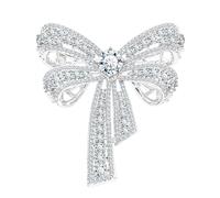 KristLand Fashion Winter Wedding Holiday Ribbon Bow Brooch with Sparkly Zirconia Stone Bridal Fashion Filigree Scarf Brooch Pin Party Christmas for Women Ladies