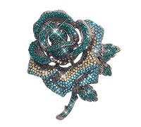 KristLand Flower Brooch Elegant Luxury Rose Flower Sparkle Crystal Stone Woman Rhinestones Brooch Weddings Gold Plated Brooch Pin Scarves Outfits Party Gift Box Blue Color