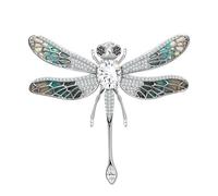 KristLand Gold Plated Dragonfly Brooch with Sparkling Cubic Zirconia Movable Wings Cloisonné Enamel Pin Elegant Corsage Gift Box for Women