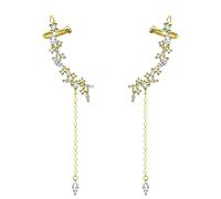 KristLand Gold Plated Women's Angel Wings Stud Earrings with Zirconia Stone, Botanical Climber Design, Sterling Silver, Perfect for Birthdays, Weddings, and More