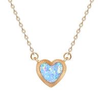 KristLand Heart Opal Necklace Titanium Steel Gold Plated Necklace for Women Delicate Opal Pendant Gifts for Ladies