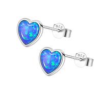 KristLand Heart Opal Studs Sterling Silver 925 Silver Earrings Gold Plated Earring with Beautiful Opal Stone Birthday Holiday Jewelry for Woman Ladies