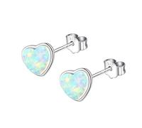 KristLand Heart Opal Studs Sterling Silver 925 Silver Earrings Gold Plated Earring with Beautiful Opal Stone Birthday Holiday Jewelry for Woman Ladies Girls