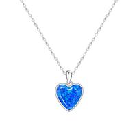KristLand Moonlight Collection S925 Silver Necklace with Blue Opal Simple Design Delicate Heart Pendant for Women Girlfriend Wife Daughter Gift Box 14mm Pendant