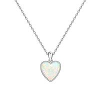 KristLand Moonlight Collection S925 Silver Necklace with White Opal Simple Design Delicate Round Pendant for Women Girlfriend Wife Daughter Gift Box 14mm Pendant