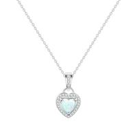 KristLand Moonlight Forever Love 925 Silver Necklace Decorated Heart White Opal Pendant Necklace for Women Girlfriend Wife Daughter Gift Box
