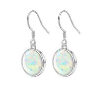 KristLand Opal Silver Earrings Round 925 Silver Earrings with Opal Gold Plated Earring Christmas Birthday Gift for Women Ladies Girls