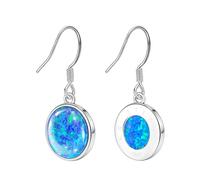 KristLand Opal Silver Earrings Round Opal 925 Silver Earrings with Opal Gold Plated Earring Christmas Birthday Gift for Women Ladies Blue