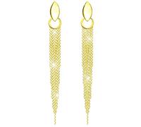 KristLand Retro 925 Sterling Silver Earpin Chain Tassel Long Dangle Stud Earrings White Gold Plated Weddings Bridal Woman Jewellery