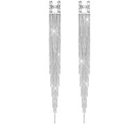 KristLand Retro 925 Sterling Silver Earpin Chain Tassel Long Dangle Stud Earrings White Gold Plated Weddings Bridal Woman Jewellery