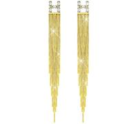 KristLand Retro 925 Sterling Silver Earpin Chain Tassel Long Dangle Stud Earrings White Gold Plated Weddings Bridal Woman Jewellery