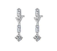 KristLand S925 Sterling Silver Ear Pin Women Studs Earrings with Cubic Zirconia Jewelry Birthday Gift for Girls