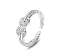 KristLand Silver Infinity Rings for Women Sterling Silver Adjustable Open Ring with Cubic Zirconia Silver Women Ring Jewelry Gift for Ladies Girls