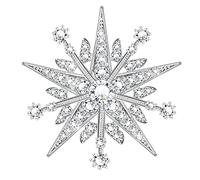 KristLand Star Brooches Sparkly Crystal Brooch Pin Vintage Bridal Corsage Art Deco Ribbon Baroque Brooch Bride Wedding Party Birthday for Women Ladies