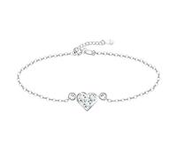 KristLand Sterling Silver Bracelets Heart Bracelets Love Hand Chain Adjustable Chain White Gold Plated Jewelry Gifts for Women Ladies Girl