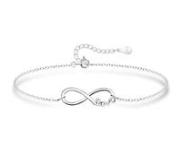 KristLand Sterling Silver Bracelets Infinity Bracelets Hand Chain Adjustable Chain White Gold Plated Jewelry Gifts for Women Ladies Girl