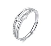 KristLand Sterling Silver Knot Ring Adjustable Ring 925 Silver Promise Love Open Ring with Cubic Zirconia Finger Ring Wedding Birthday Party Gift for Women Ladies Girls