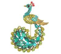 KristLand Vintage Full Austrian Crystal Bird Peacock Brooch Pin Corsage Art Deco Fashion Animal Brooch Pin Bridal Ribbon Brooch for Women Brides Birthday Gift
