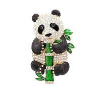 KristLand - Vintage Rhinestones with Enamel Panda Brooch Austrian Crystals Corsage Pins Cute Bear Broche Gift for Animal Lover