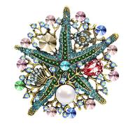 KristLand Vintage Style Full Rhinestone Austrian Crystal Starfish Brooch for Women Corsage Pin Ocean World Animal Brooches Pin, Crystal, crystals