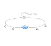 KristLand Women Bracelet Handchain Sterling Silver White Gold Plated Silver Bracelet with Beautiful Teardrop Opal Stone Zirconia Stone Party Wedding Birthday Gift for Ladies Girls