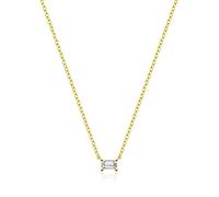 KristLand Women Necklace 925 Sterling Silver Gold Plated Solitaire Pendant Cubic Zirconia Jewelry/Birthday Gifts for Ladies Girl Silver