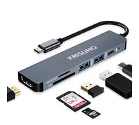 KRISUHO macbook USB C Hub 6 in 1 USB C to HDMI Multiport Adapter with 4K HDMI1 USB 3.0/1 USB 2.0 60W PD Charging and MICRO SD/SD Card Reader for MacBook XPS Samsung Phones Laptop and more