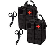 Krisvie 2Pack First Aid Molle Pouch EMT Pouch Detachable Tactical Medical Bag for Outdoor Activities with Shear(Black)