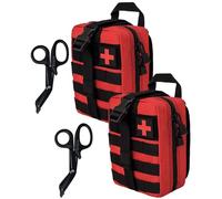 Krisvie 2Pack First Aid Molle Pouch EMT Pouch Detachable Tactical Medical Bag for Outdoor Activities with Shear(Red)