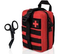 Krisvie First Aid Molle Pouch EMT Pouch Detachable Tactical Medical Bag for Outdoor Activities with Shear (Red)