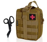 Krisvie First Aid Molle Pouch EMT Pouch Detachable Tactical Medical Bag for Outdoor Activities with Shear (Tan)