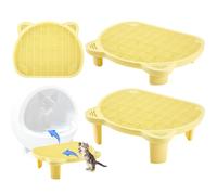 Kritkin 1 Pcs Cat Ear Double Layer Cat Litter Mat, 1 Panel, with 2 Pairs of Legs, The Overall Height After Assembly is 3.54 Inches and 5.91 Inches Respectively (Yellow)