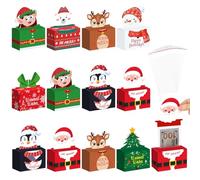 Kritkin 12 Pcs Christmas Money Box Pull Santa Cash Dispenser with Tree Gift Big 300 Transparent Bag Cash Box Elk Money Cake Kit for Gift Pull Adults Party(Elegant)