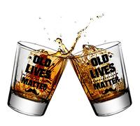 Kritkin 2 Pieces Old Lives Shot Glass 1.6 Oz Old Fashioned Whiskey Glasses Funny Shot Glass Clear Coffee Cup Birthday or Retirement Gift for Men Dad, Grandpa, Old Man