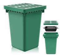 Kritkin Catch Basin with Grate 15 x 15× 24 Inch Square Large Catch Basin for Drainage with Debris Basket French Drain Without Reserved Hole for Yard, Downspout, Lawn, Municipal Pipeline, Green