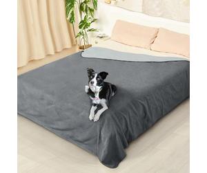 Kritter Planet Waterproof Love Blanket for Couple, King Size Dog Blanket for Bed Sofa Covers Furniture Protector, Washable Reversible Leak Proof Pet Throw, 260 x 244 cm, Grey