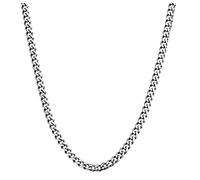 Kritz Cuban Chain Necklace, 3 mm Width, 45 cm, Silver, Unisex