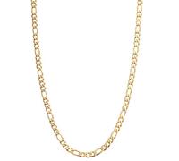Kritz Figaro Chain 1+3 Stainless Steel Gold Plated Width 3 mm for Women and Men - Fine Cuban Chain Necklace Length 40 45 50 55 60 cm - Trendy Jewellery Gift, 55 Cm, Stainless Steel, No gem