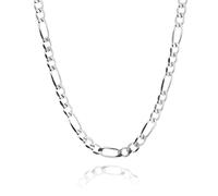 Kritz Figaro Necklace 3 mm Wide for Men and Women Length 40/55 cm - Figaro Chain Silver for Men and Women - Jewellery Gifts, 45 cm, Silver