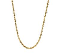 Kritz Gold Plated 3mm Stainless Steel Cord Chain for Men and Women - Twisted Chain 45, 50, 55 or 60 cm - Classic Necklace, Standard, Metal, No Gemstone