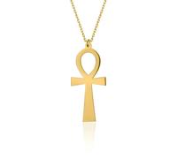 Kritz Women's Ankh Necklace Gold Silver 316L Stainless Steel - Egyptian Cross Pendant with Adjustable Chain - Spiritual Jewellery Gift for Women, Standard, Metal, No Gemstone