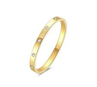 Kritz Women's Bangle Bracelet Gold or Silver Stainless Steel Smooth or Cubic Zirconia Rigid Gift for Women, Mittelgroße, Metal, No Gemstone