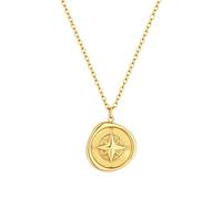 Kritz Women's Necklace North Star Compass Gold Stainless Steel Chain Pendant Star with Length Adjustable Jewellery Gift for Women