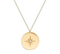 Kritz Women's Necklace North Star Zirconia Gold Stainless Steel Chain Pendant Star with Adjustable Length - Jewellery Gift for Women