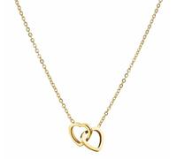 Kritz Women's Necklace Two Hearts Interlocking Gold Stainless Steel Chain Pendant Intertwined Hearts Length Adjustable Jewellery with 2 Hearts Gift for Women