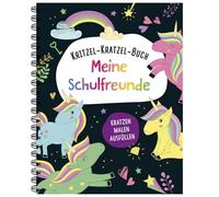Kritzel-Kratzel-Buch Meine Schulfreunde (Einhörner): Kratzen Malen Ausfüllen I Mit Bambus-Stick