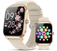 Kriutefy Smart Watch for Women Men - Answer/Make Call, Fitness Tracker Smartwatch for Android iPhone Compatible, Sleep Female Cycle, 120+ Sports Modes Step Counter (Champagne Gold, 2 Straps)